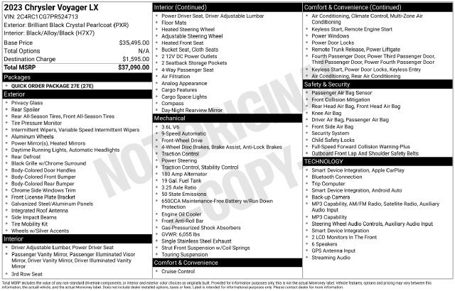 Used 2023 Chrysler Voyager LX FWD image 2