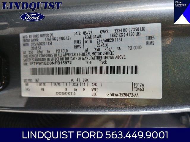Certified 2022 Ford F150 Platinum w/ Equipment Group 701A High image 21