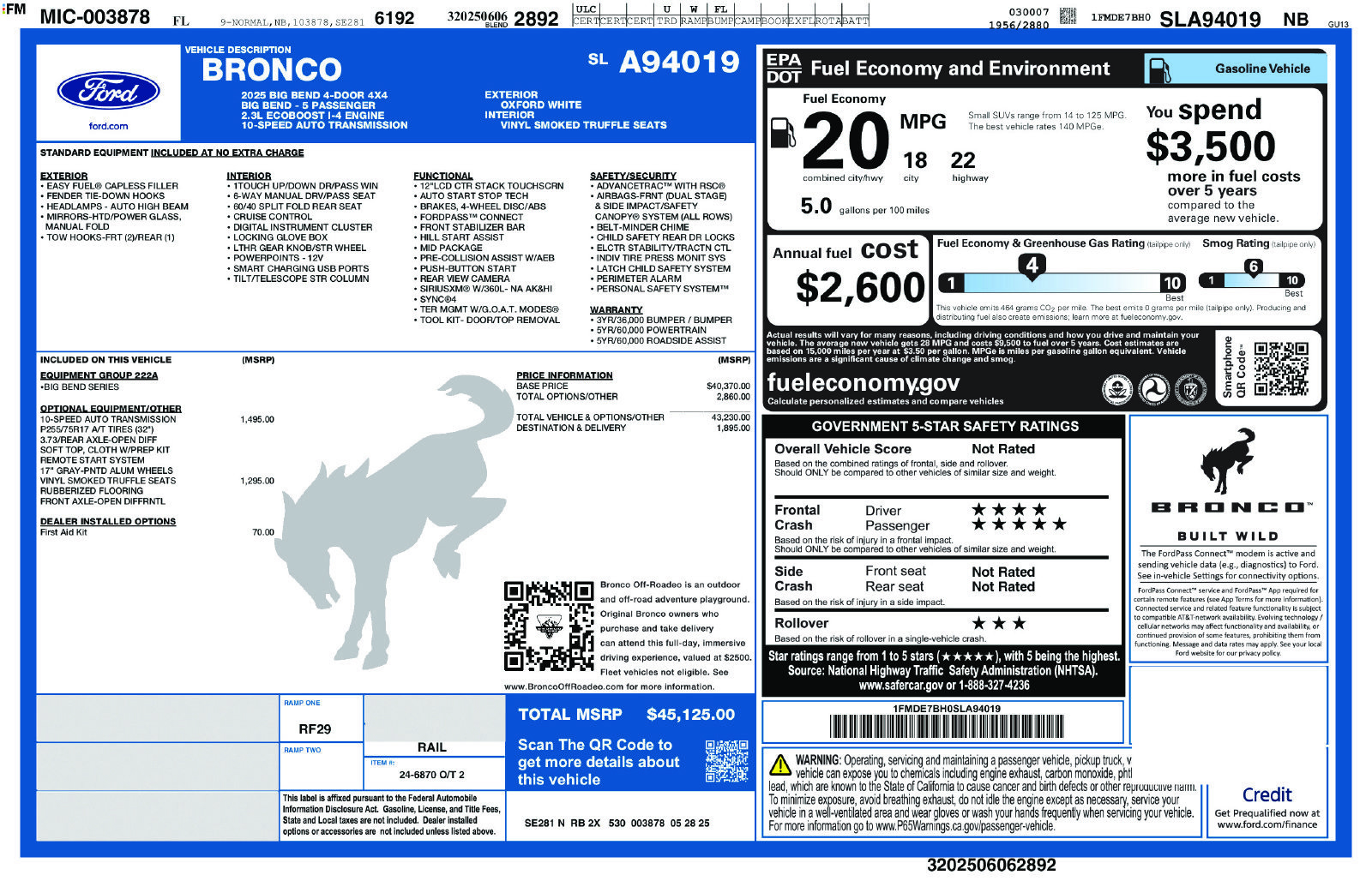 Certified 2025 Ford Bronco Big Bend AWD/4WD image 40