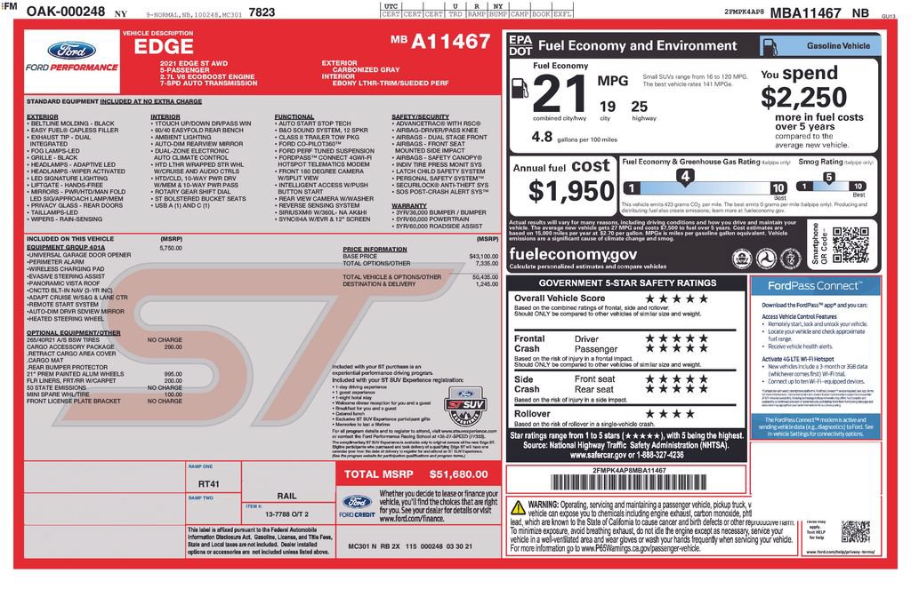 Certified 2021 Ford Edge ST w/ Equipment Group 401A AWD/4WD image 11
