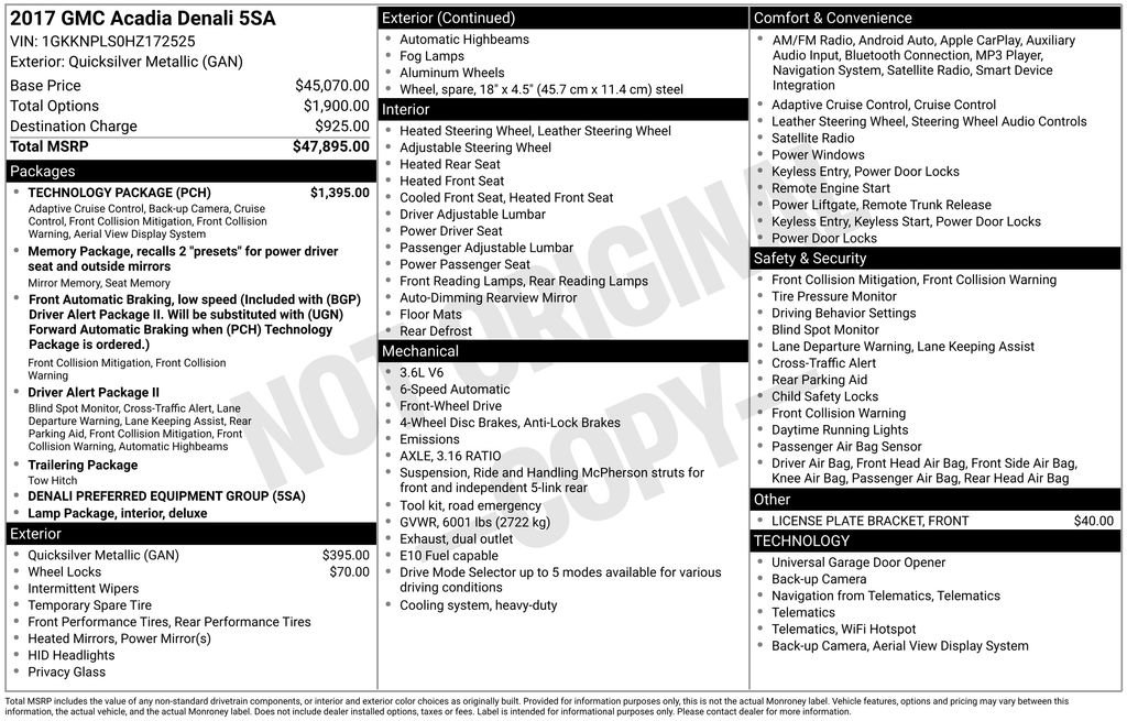 Used 2017 GMC Acadia Denali w/ Technology Package FWD image 29