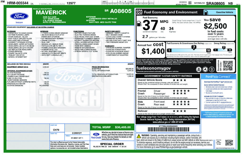 Certified 2025 Ford Maverick XLT w/ Equipment Group 301A AWD/4WD image 24