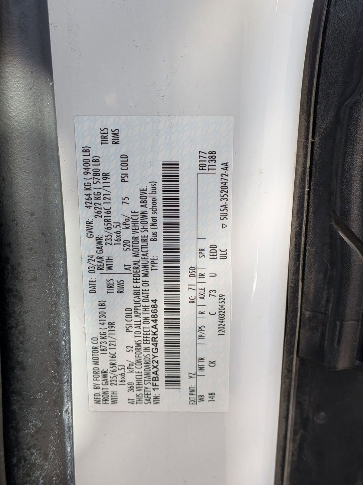 Certified 2024 Ford Transit 350 XLT RWD image 22
