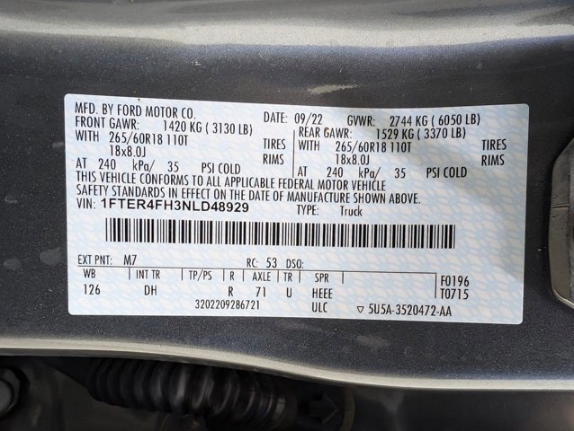 Certified 2022 Ford Ranger Lariat w/ Equipment Group 501A High image 9