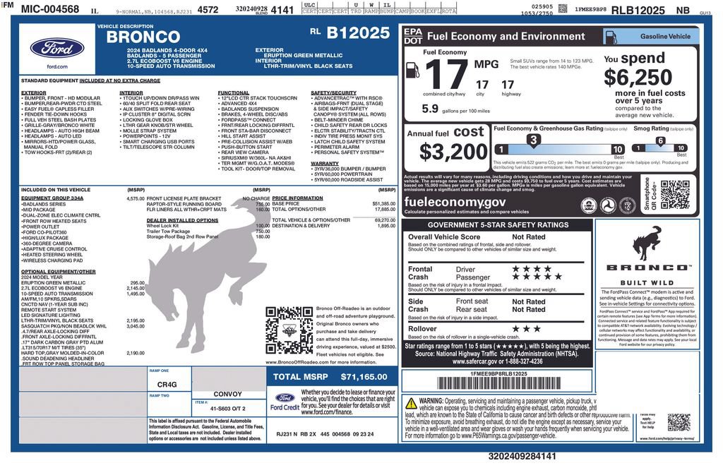 Certified 2024 Ford Bronco Badlands AWD/4WD image 35