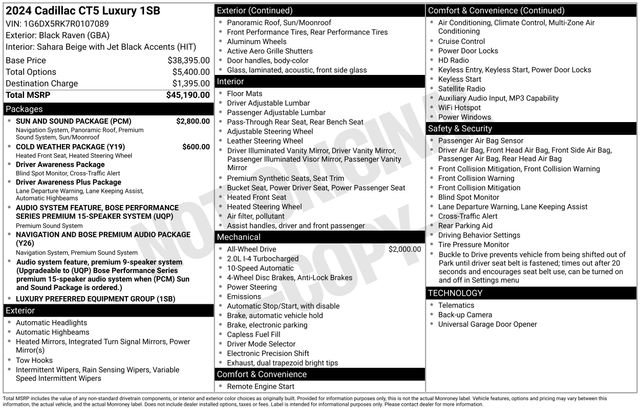 Used 2024 Cadillac CT5 Luxury w/ Sun And Sound Package AWD/4WD image 10