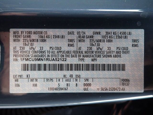 Certified 2024 Ford Escape ST-Line w/ Tech Pack #1 AWD/4WD image 22
