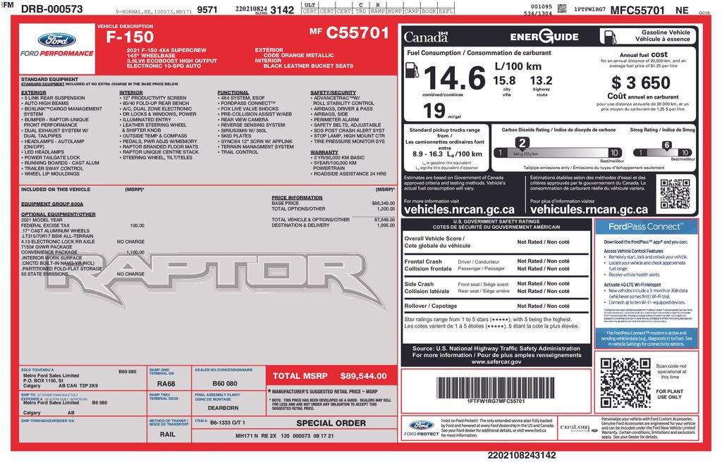 Certified 2021 Ford F150 Raptor w/ Convenience Package AWD/4WD image 26