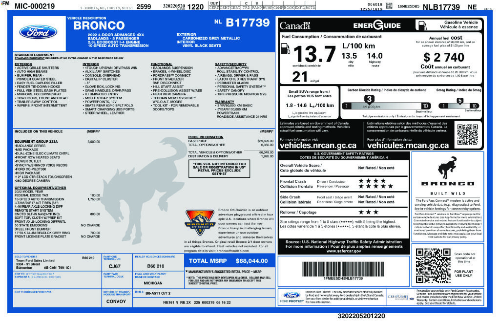 Certified 2022 Ford Bronco Badlands AWD/4WD image 13