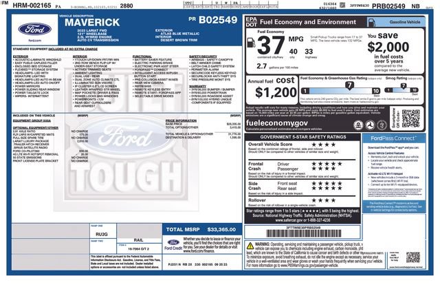 Certified 2023 Ford Maverick Lariat w/ Lariat Luxury Package FWD image 37