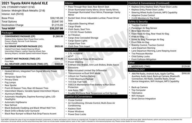 Used 2021 Toyota RAV4 XLE w/ Convenience Package AWD/4WD image 16