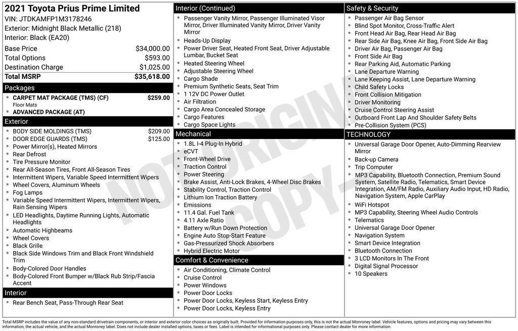 Used 2021 Toyota Prius Prime Limited w/ Carpet Mat Package (TMS) FWD image 6