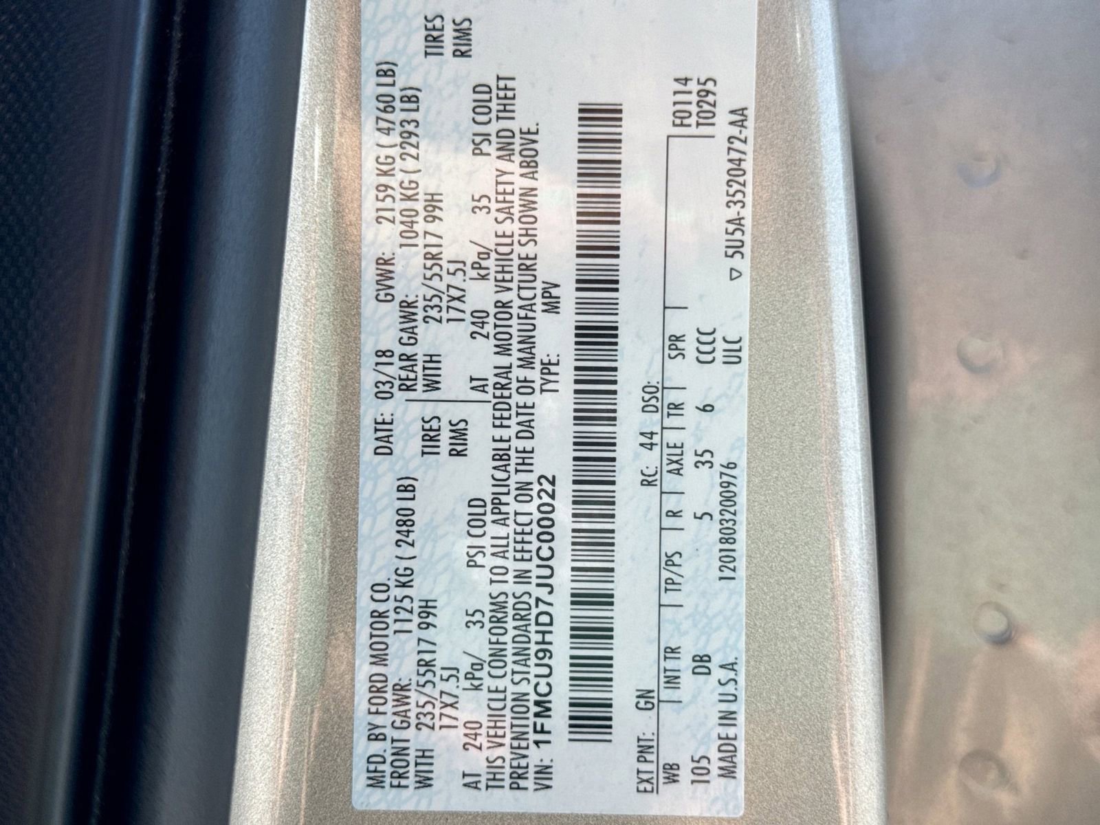 Certified 2018 Ford Escape SEL AWD/4WD image 37
