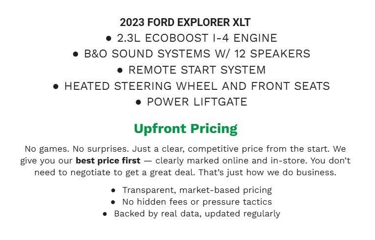 Certified 2023 Ford Explorer XLT w/ Equipment Group 202A image 2