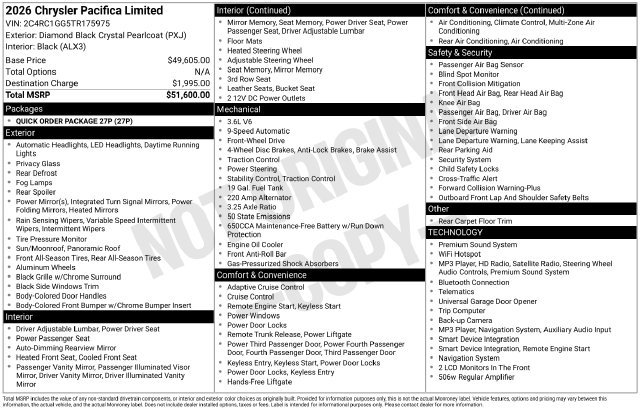 Used 2026 Chrysler Pacifica Limited FWD image 10