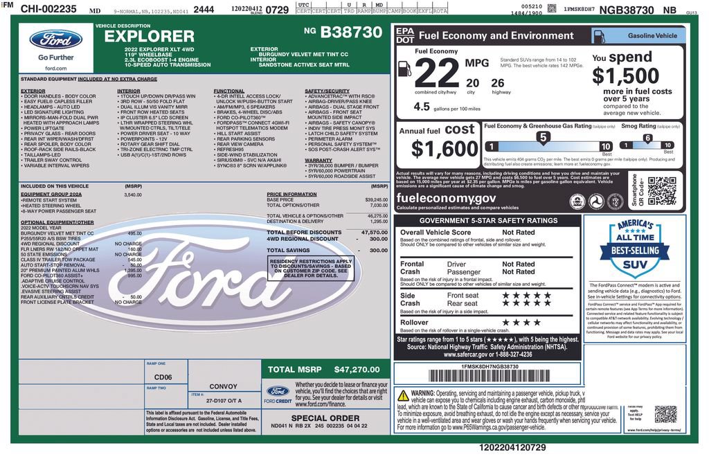 Certified 2022 Ford Explorer XLT w/ Equipment Group 202A AWD/4WD image 37