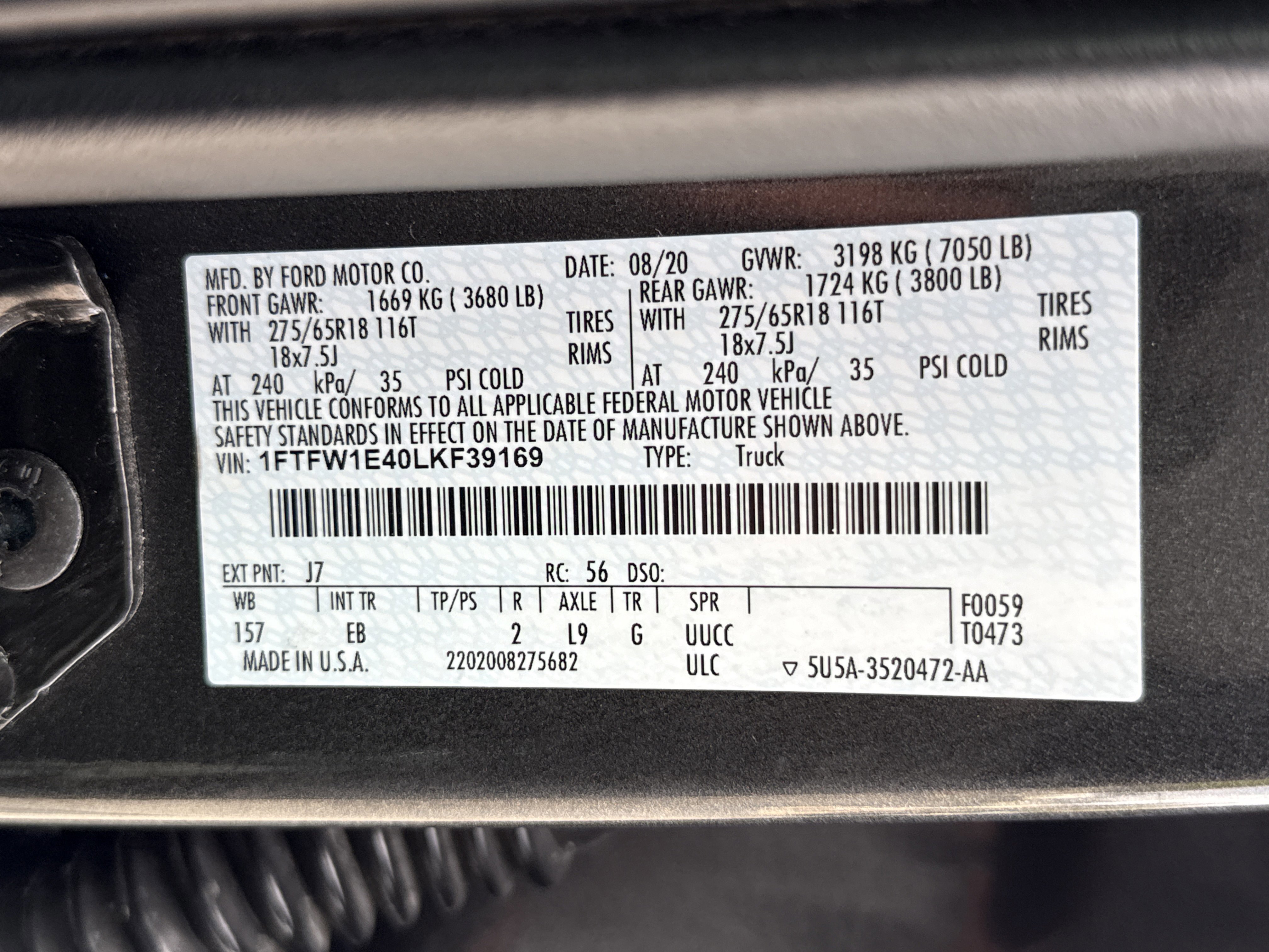 Certified 2020 Ford F150 Lariat w/ Equipment Group 501A Mid AWD/4WD image 33