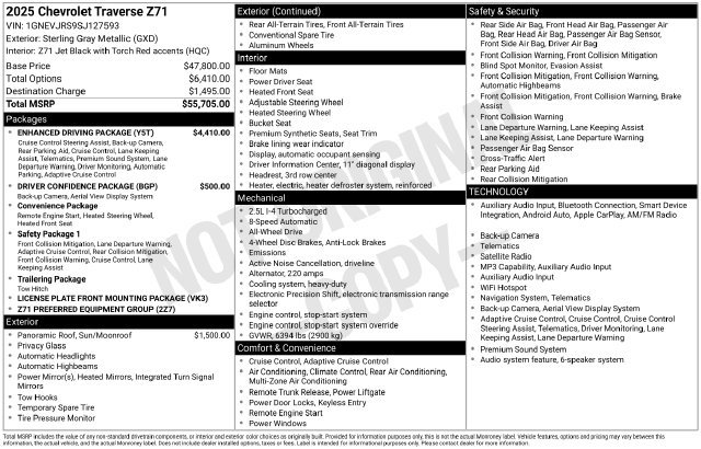 Used 2025 Chevrolet Traverse Z71 w/ Enhanced Driving Package AWD/4WD image 9