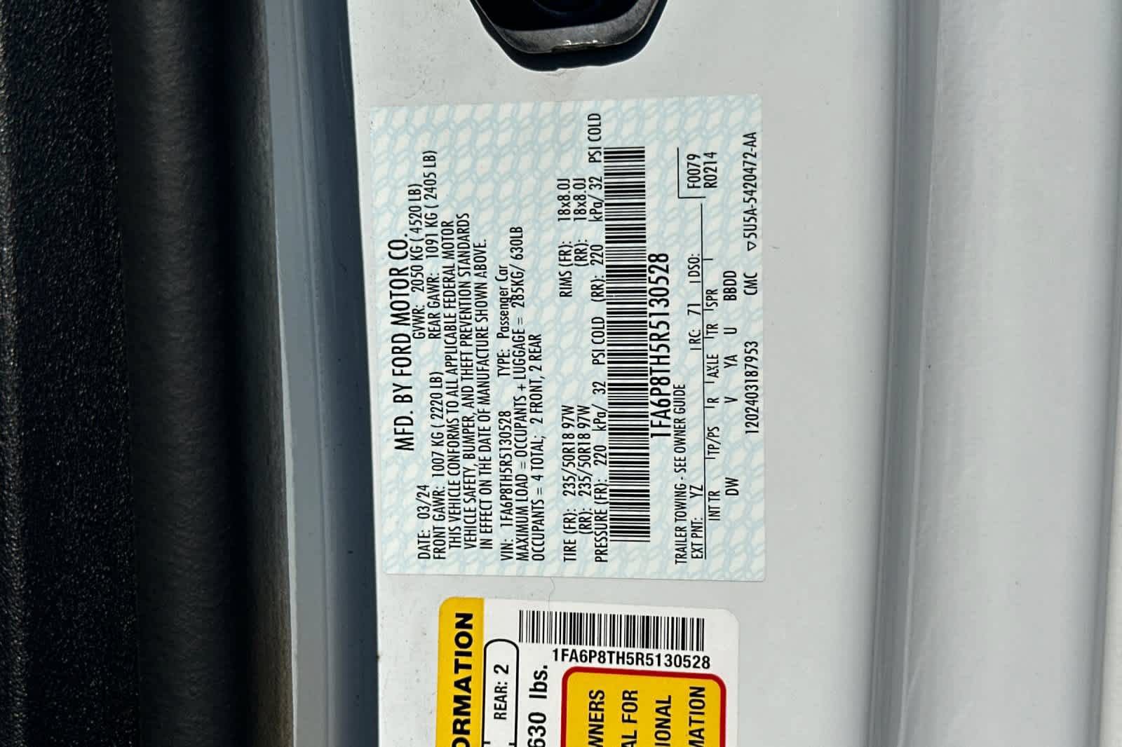 Certified 2024 Ford Mustang Coupe RWD image 28