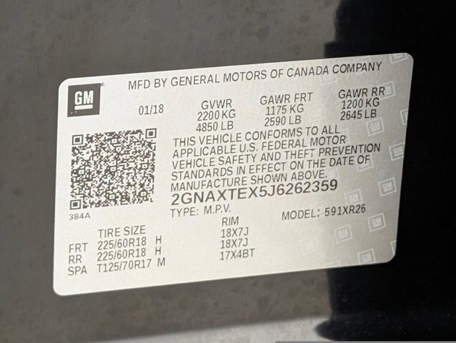 Used 2018 Chevrolet Equinox LT w/ Sun & Infotainment Package AWD/4WD image 22