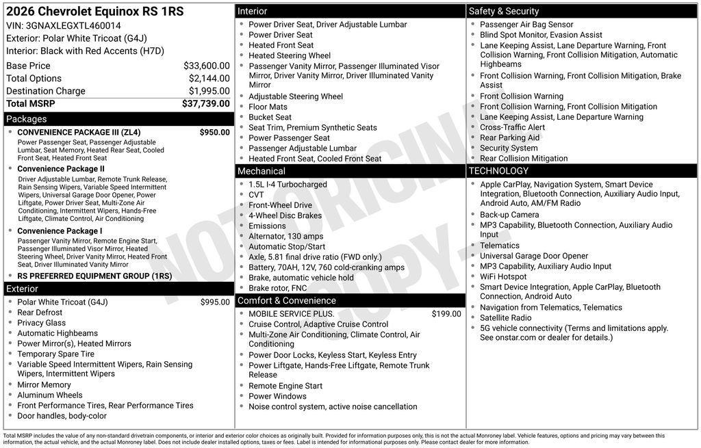 Used 2026 Chevrolet Equinox RS w/ Convenience Package III FWD image 3