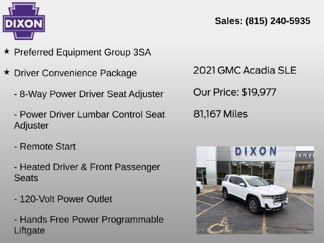 Used 2021 GMC Acadia SLE w/ Driver Convenience Package FWD image 4