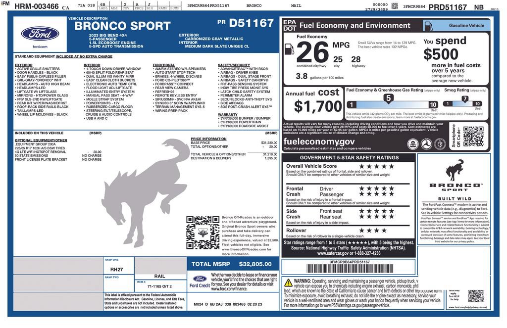 Certified 2023 Ford Bronco Sport Big Bend AWD/4WD image 2