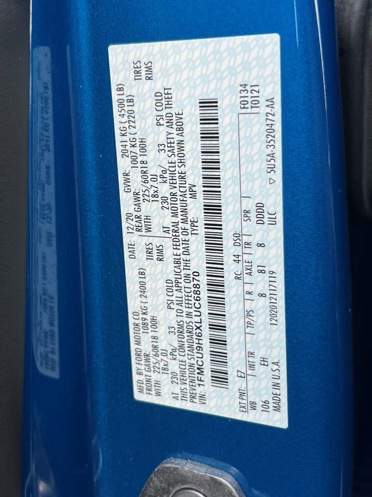 Certified 2020 Ford Escape SEL image 35