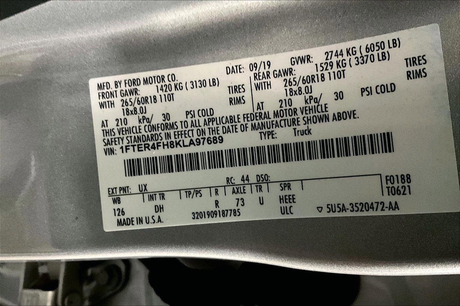 Certified 2019 Ford Ranger Lariat w/ Equipment Group 501A Mid image 33