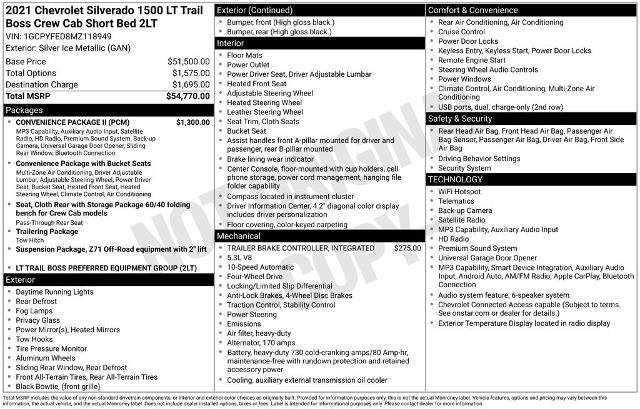 Used 2021 Chevrolet Silverado 1500 LT Trail Boss w/ Convenience Package II AWD/4WD image 6