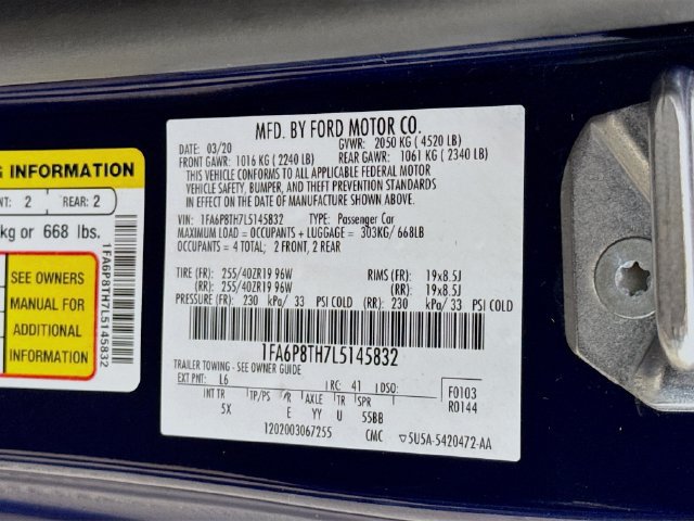 Certified 2020 Ford Mustang Premium w/ Equipment Group 201A RWD image 31