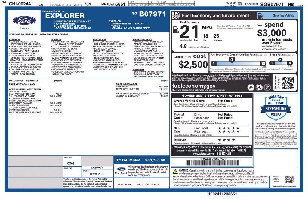 Certified 2025 Ford Explorer Platinum w/ Ultimate Package AWD/4WD image 52