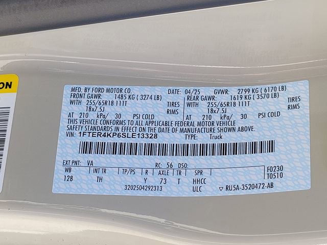 Certified 2025 Ford Ranger Lariat w/ FX4 Off-Road Package AWD/4WD image 14