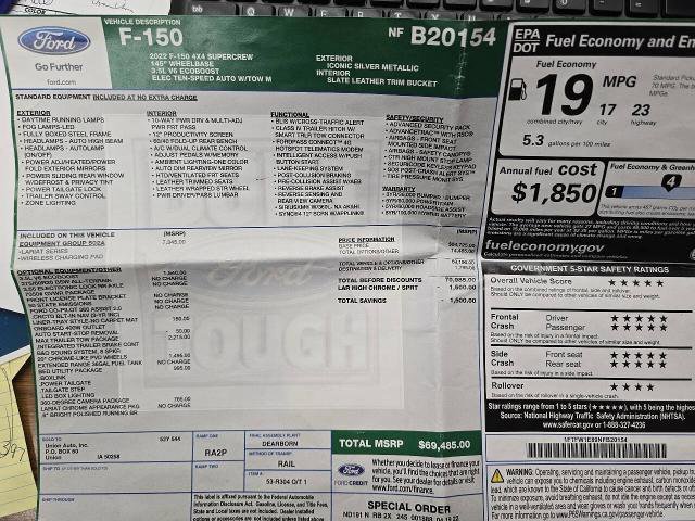 Certified 2022 Ford F150 Lariat w/ Equipment Group 502A High image 31