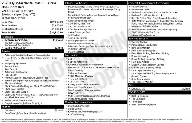 Used 2023 Hyundai Santa Cruz SEL w/ Activity Package AWD/4WD image 3