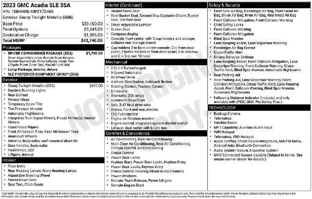 Used 2023 GMC Acadia SLE w/ Driver Convenience Package AWD/4WD image 20