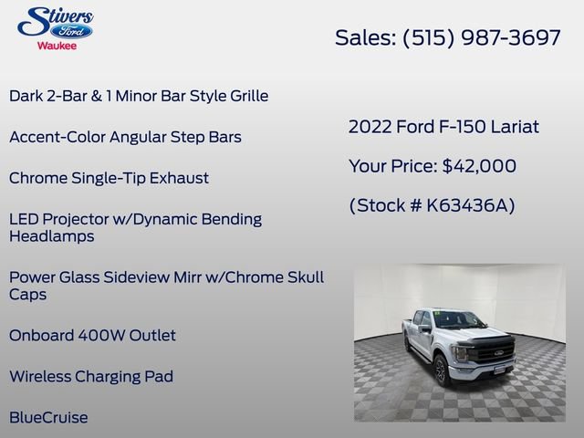 Certified 2022 Ford F150 Lariat w/ Equipment Group 502A High AWD/4WD image 39