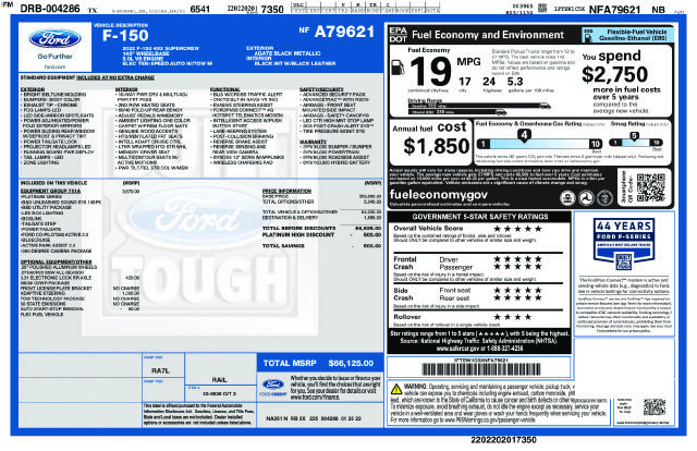 Certified 2022 Ford F150 Platinum w/ Equipment Group 701A High RWD image 5