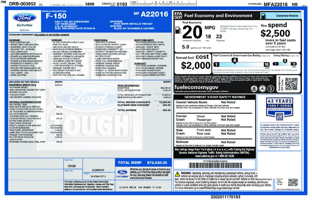 Certified 2021 Ford F150 Platinum w/ Equipment Group 701A High AWD/4WD image 6