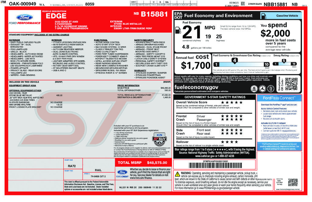Certified 2022 Ford Edge ST AWD/4WD image 14