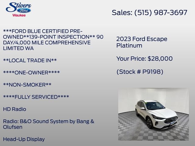 Certified 2023 Ford Escape Platinum w/ Premium Technology Package AWD/4WD image 16