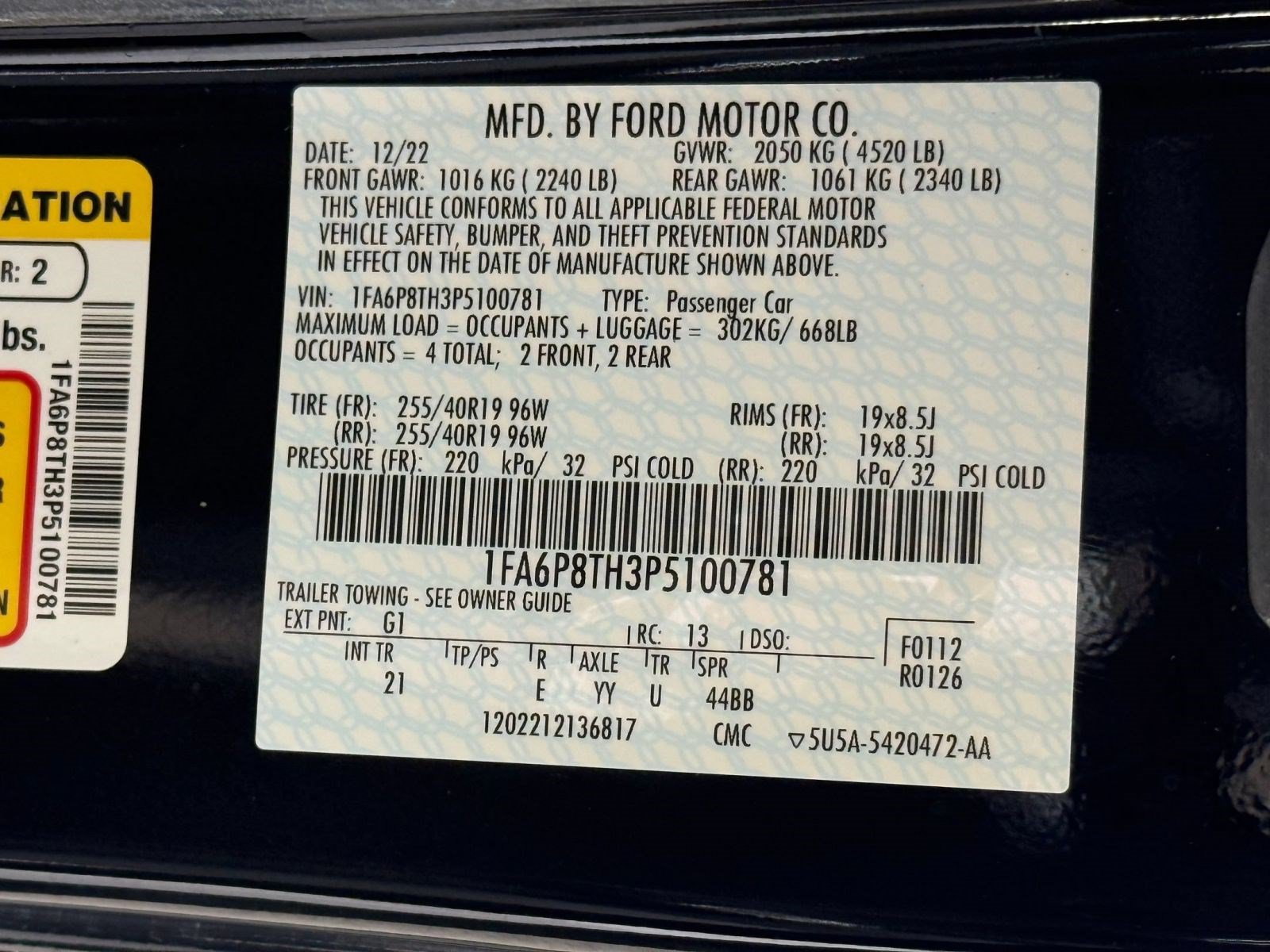 Certified 2023 Ford Mustang Coupe w/ Equipment Group 101A RWD image 29