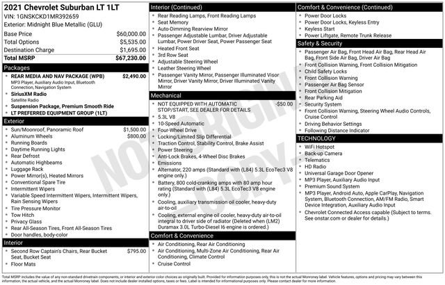 Used 2021 Chevrolet Suburban LT w/ Rear Media and Nav Package AWD/4WD image 34