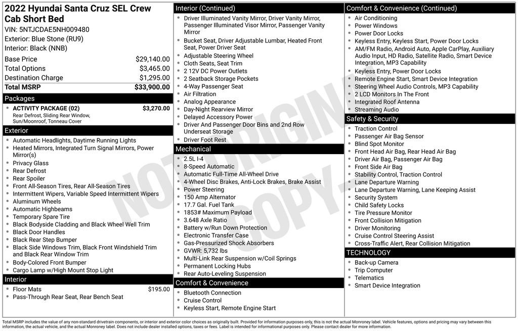 Used 2022 Hyundai Santa Cruz SEL w/ Activity Package AWD/4WD image 12