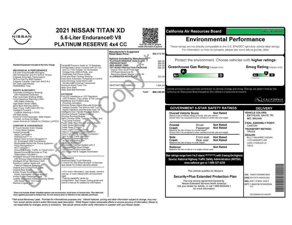 Used 2021 Nissan Titan Platinum Reserve w/ Off Road Protection Package AWD/4WD image 31