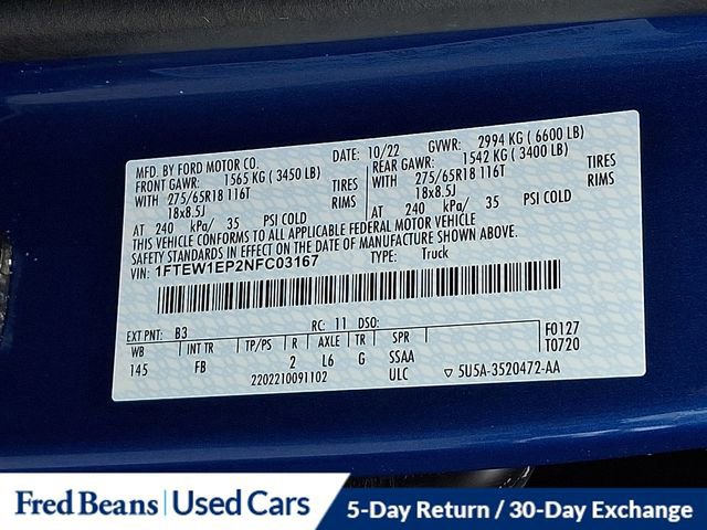 Certified 2022 Ford F150 XLT w/ Equipment Group 302A High image 30