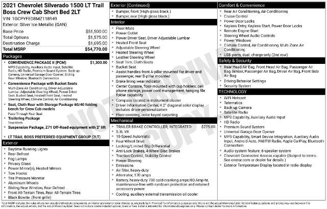 Used 2021 Chevrolet Silverado 1500 LT Trail Boss w/ Convenience Package II AWD/4WD image 6