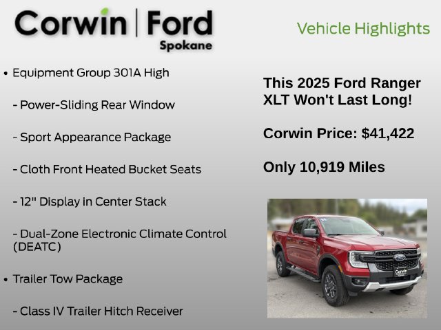 Certified 2025 Ford Ranger XLT w/ Equipment Group 301A High AWD/4WD image 7