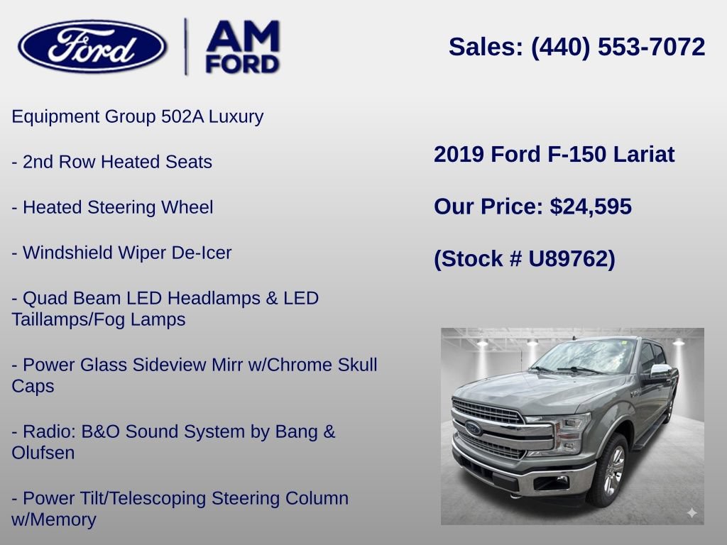Certified 2019 Ford F150 Lariat w/ Equipment Group 502A Luxury AWD/4WD image 12
