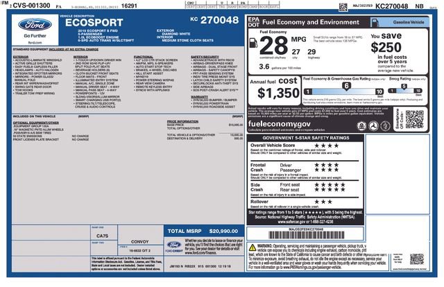 Certified 2019 Ford EcoSport S FWD image 31
